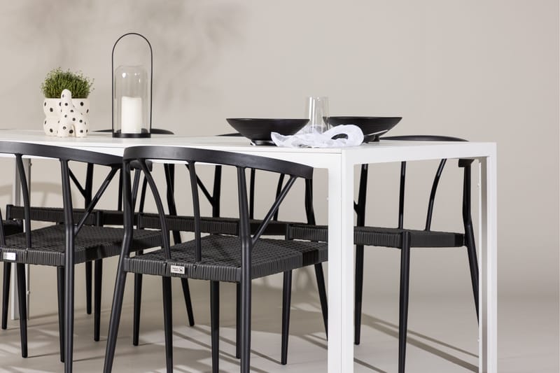 Break Matgrupp Utomhus 205 cm + 6 st Stina Matstolar Svart/Vit - Utemöbler & utemiljö - Utegrupp - Matgrupp utomhus