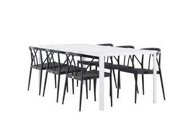 Break Matgrupp Utomhus 205 cm + 6 st Stina Matstolar Svart/Vit - Utemöbler & utemiljö - Utegrupp - Matgrupp utomhus