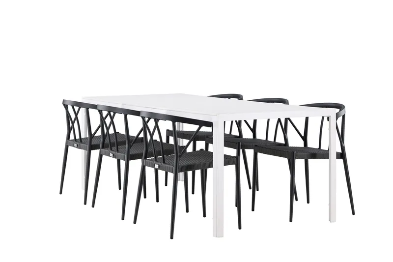 Break Matgrupp Utomhus 205 cm + 6 st Stina Matstolar Svart/Vit - Utemöbler & utemiljö - Utegrupp - Matgrupp utomhus