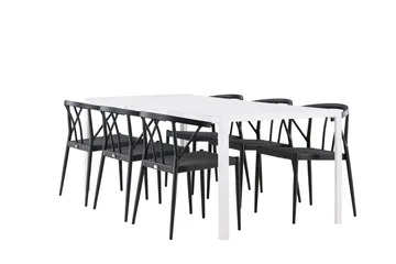Break Matgrupp Utomhus 205 cm + 6 st Stina Matstolar Svart/Vit - Utemöbler & utemiljö - Utegrupp - Matgrupp utomhus