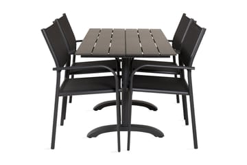 Matgrupp Denver 120 cm + 4 Santorini Karmstolar Svart - Venture Home - Utemöbler & utemiljö - Utegrupp - Cafegrupp & cafeset