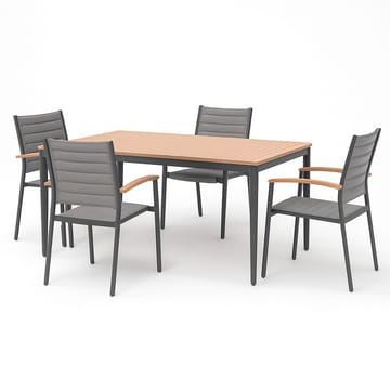 Matgrupp för utomhusbruk TOPAZ 144 cm 4 karmstolar - magnesiumgrå - Utemöbler & utemiljö - Utegrupp - Matgrupp utomhus