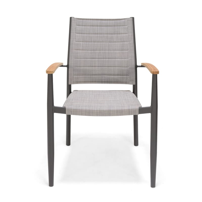 Matgrupp för utomhusbruk TOPAZ 144 cm 6 karmstolar - grå - Utemöbler & utemiljö - Utegrupp - Matgrupp utomhus