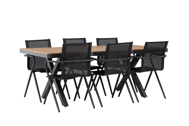 Garcia Matgrupp Utomhus 200 cm + 6 st Alling Matstolar Svart - Utemöbler & utemiljö - Utegrupp - Matgrupp utomhus