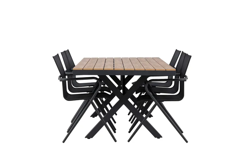 Garcia Matgrupp Utomhus 200 cm + 6 st Alling Matstolar Svart - Utemöbler & utemiljö - Utegrupp - Matgrupp utomhus