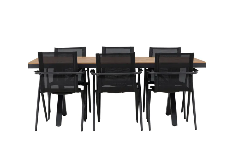 Garcia Matgrupp Utomhus 200 cm + 6 st Alling Matstolar Svart - Utemöbler & utemiljö - Utegrupp - Matgrupp utomhus