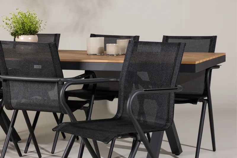 Garcia Matgrupp Utomhus 200 cm + 6 st Alling Matstolar Svart - Utemöbler & utemiljö - Utegrupp - Matgrupp utomhus