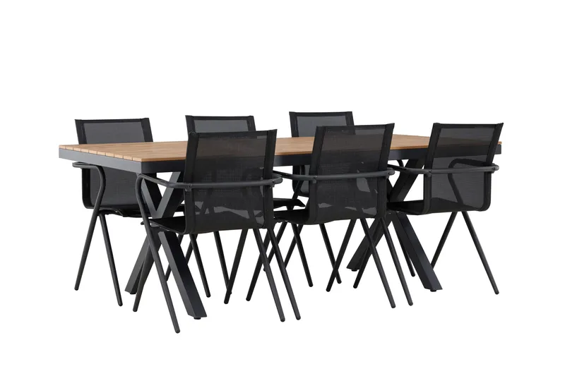 Garcia Matgrupp Utomhus 200 cm + 6 st Alling Matstolar Svart - Utemöbler & utemiljö - Utegrupp - Matgrupp utomhus