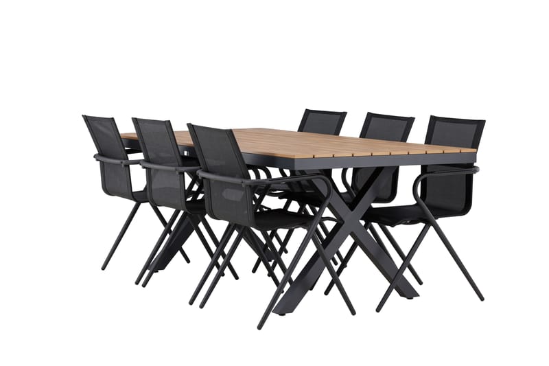 Matgrupp Utomhus Garcia 200 cm + 6 st Alling Matstolar Svart - Utemöbler & utemiljö - Utegrupp - Matgrupp utomhus