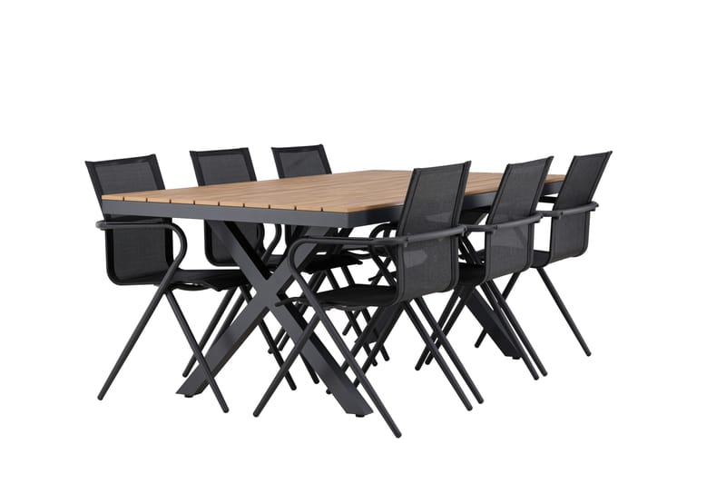 Matgrupp Utomhus Garcia 200 cm + 6 st Alling Matstolar Svart - Utemöbler & utemiljö - Utegrupp - Matgrupp utomhus