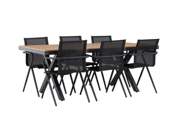Matgrupp Utomhus Garcia 200 cm + 6 st Alling Matstolar Svart - Utemöbler & utemiljö - Utegrupp - Matgrupp utomhus
