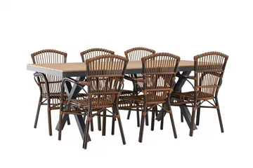 Garcia Matgrupp 200 cm + 6 st Galera Matstolar Brun/Svart - Utemöbler & utemiljö - Utegrupp - Matgrupp utomhus