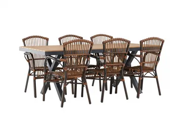 Garcia Matgrupp 200 cm + 6 st Galera Matstolar Brun/Svart - Utemöbler & utemiljö - Utegrupp - Matgrupp utomhus