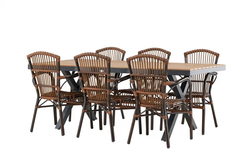 Garcia Matgrupp 200 cm + 6 st Galera Matstolar Brun/Svart