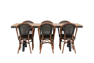 Garcia Matgrupp 200 cm + 6 st Guarda Matstolar Svart - Utemöbler & utemiljö - Utegrupp - Matgrupp utomhus