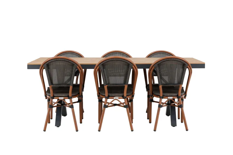 Garcia Matgrupp 200 cm + 6 st Guarda Matstolar Svart - Utemöbler & utemiljö - Utegrupp - Matgrupp utomhus