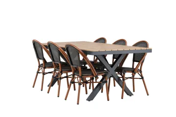 Garcia Matgrupp 200 cm + 6 st Guarda Matstolar Svart - Utemöbler & utemiljö - Utegrupp - Matgrupp utomhus