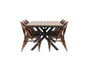 Garcia Matgrupp 200 cm + 6 st Guarda Matstolar Svart - Utemöbler & utemiljö - Utegrupp - Matgrupp utomhus