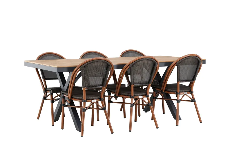 Garcia Matgrupp 200 cm + 6 st Guarda Matstolar Svart - Utemöbler & utemiljö - Utegrupp - Matgrupp utomhus