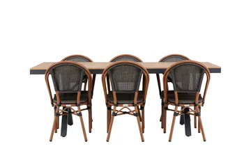 Garcia Matgrupp 200 cm + 6 st Guarda Matstolar Svart - Utemöbler & utemiljö - Utegrupp - Matgrupp utomhus