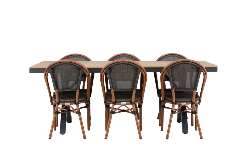 Garcia Matgrupp 200 cm + 6 st Guarda Matstolar Svart - Utemöbler & utemiljö - Utegrupp - Matgrupp utomhus