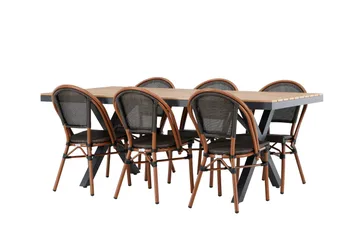 Garcia Matgrupp 200 cm + 6 st Guarda Matstolar Svart - Utemöbler & utemiljö - Utegrupp - Matgrupp utomhus