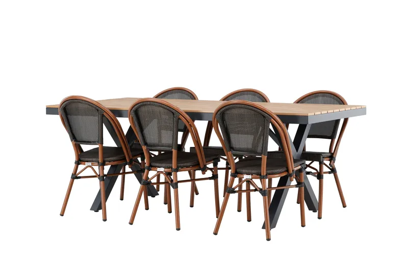 Garcia Matgrupp 200 cm + 6 st Guarda Matstolar Svart - Utemöbler & utemiljö - Utegrupp - Matgrupp utomhus