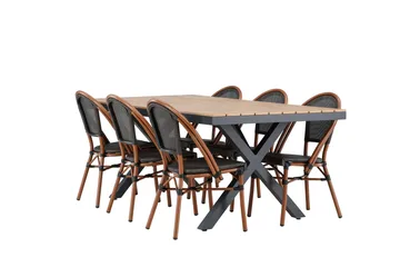 Garcia Matgrupp 200 cm + 6 st Guarda Matstolar Svart - Utemöbler & utemiljö - Utegrupp - Matgrupp utomhus