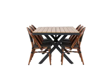 Garcia Matgrupp 200 cm + 6 st Guarda Matstolar Svart - Utemöbler & utemiljö - Utegrupp - Matgrupp utomhus