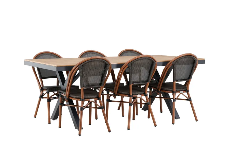 Garcia Matgrupp 200 cm + 6 st Guarda Matstolar Svart - Utemöbler & utemiljö - Utegrupp - Matgrupp utomhus