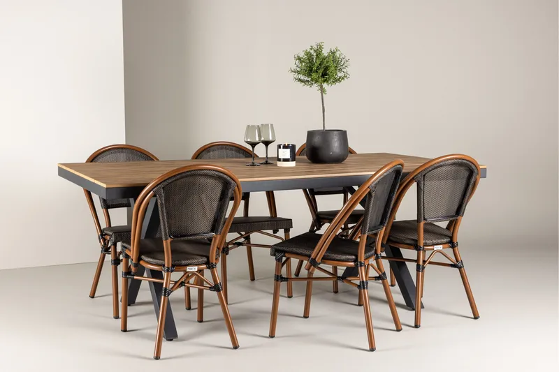 Garcia Matgrupp 200 cm + 6 st Guarda Matstolar Svart - Utemöbler & utemiljö - Utegrupp - Matgrupp utomhus