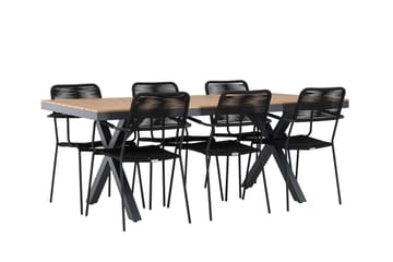 Garcia Matgrupp Utomhus 200 cm + 6 st Hochanas Matstolar Svart/Brun - Utemöbler & utemiljö - Utegrupp - Matgrupp utomhus