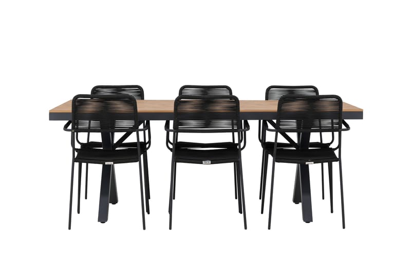 Garcia Matgrupp Utomhus 200 cm + 6 st Hochanas Matstolar Svart/Brun - Utemöbler & utemiljö - Utegrupp - Matgrupp utomhus
