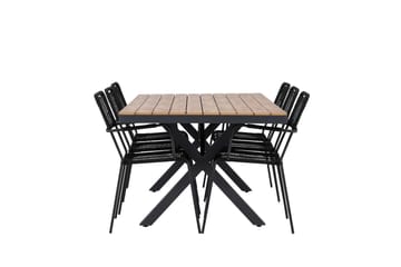 Garcia Matgrupp Utomhus 200 cm + 6 st Hochanas Matstolar Svart/Brun - Utemöbler & utemiljö - Utegrupp - Matgrupp utomhus