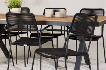 Garcia Matgrupp Utomhus 200 cm + 6 st Hochanas Matstolar Svart/Brun - Utemöbler & utemiljö - Utegrupp - Matgrupp utomhus