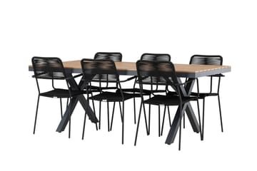 Garcia Matgrupp Utomhus 200 cm + 6 st Hochanas Matstolar Svart/Brun - Utemöbler & utemiljö - Utegrupp - Matgrupp utomhus