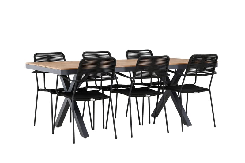Garcia Matgrupp Utomhus 200 cm + 6 st Hochanas Matstolar Svart/Brun - Utemöbler & utemiljö - Utegrupp - Matgrupp utomhus