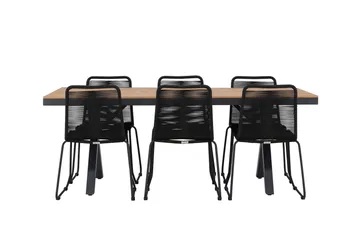 Garcia Matgrupp Utomhus 200 cm + 6 st Linero Matstolar Svart - Utemöbler & utemiljö - Utegrupp - Matgrupp utomhus