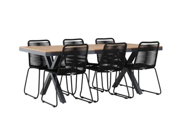 Garcia Matgrupp Utomhus 200 cm + 6 st Linero Matstolar Svart - Utemöbler & utemiljö - Utegrupp - Matgrupp utomhus