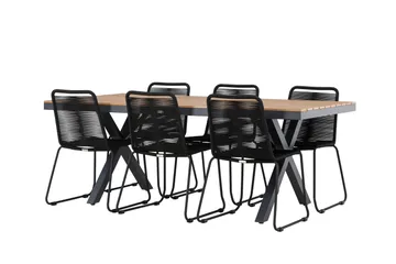 Garcia Matgrupp Utomhus 200 cm + 6 st Linero Matstolar Svart - Utemöbler & utemiljö - Utegrupp - Matgrupp utomhus