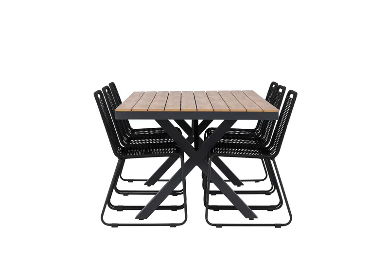Garcia Matgrupp Utomhus 200 cm + 6 st Linero Matstolar Svart - Utemöbler & utemiljö - Utegrupp - Matgrupp utomhus