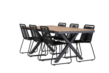 Matgrupp Utomhus Garcia 200 cm + 6 st Linero Matstolar Svart - Utemöbler & utemiljö - Utegrupp - Matgrupp utomhus