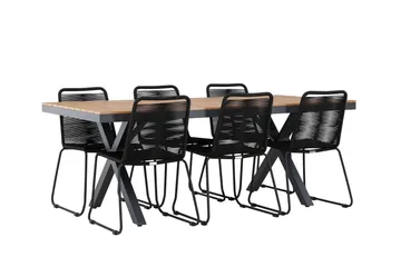 Garcia Matgrupp Utomhus 200 cm + 6 st Linero Matstolar Svart - Utemöbler & utemiljö - Utegrupp - Matgrupp utomhus