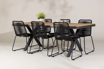 Garcia Matgrupp Utomhus 200 cm + 6 st Linero Matstolar Svart - Utemöbler & utemiljö - Utegrupp - Matgrupp utomhus