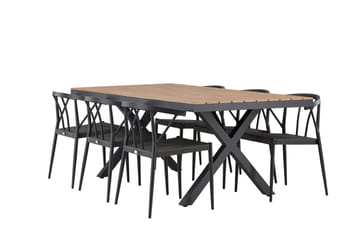 Matgrupp Utomhus Garcia 200 cm + 6 st Stina Matstolar Svart - Utemöbler & utemiljö - Utegrupp - Matgrupp utomhus