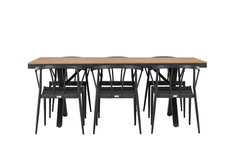 Garcia Matgrupp Utomhus 200 cm + 6 st Stina Matstolar Svart - Utemöbler & utemiljö - Utegrupp - Matgrupp utomhus