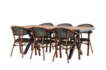 Garcia Matgrupp 200 cm + 6 st Vila Matstolar Svart - Utemöbler & utemiljö - Utegrupp - Matgrupp utomhus