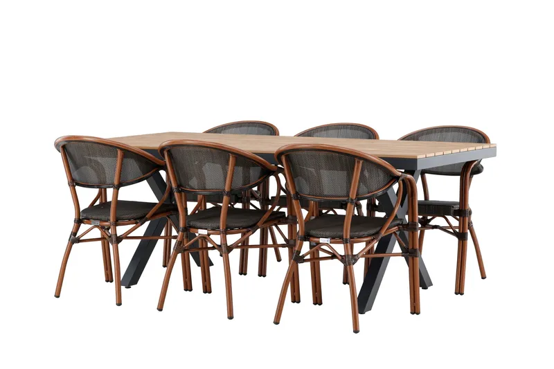 Garcia Matgrupp 200 cm + 6 st Vila Matstolar Svart