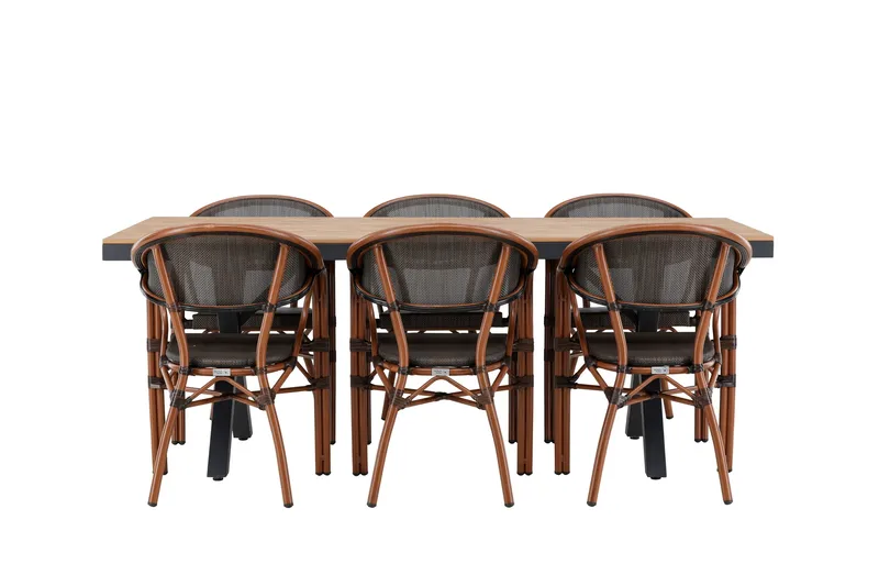 Garcia Matgrupp 200 cm + 6 st Vila Matstolar Svart - Utemöbler & utemiljö - Utegrupp - Matgrupp utomhus
