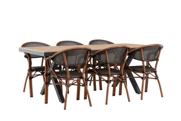 Garcia Matgrupp 200 cm + 6 st Vila Matstolar Svart - Utemöbler & utemiljö - Utegrupp - Matgrupp utomhus